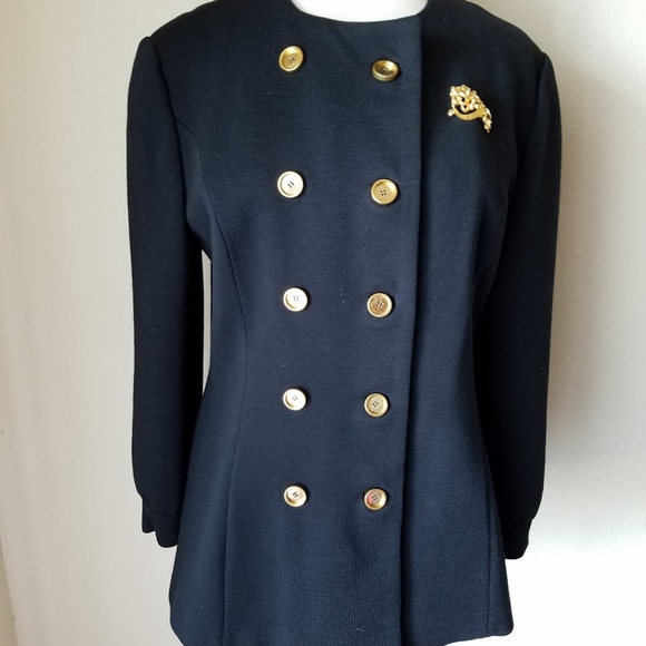 Gibbs-Louis Vintage Double Breasted Black Jacket - Picture 2 of 8